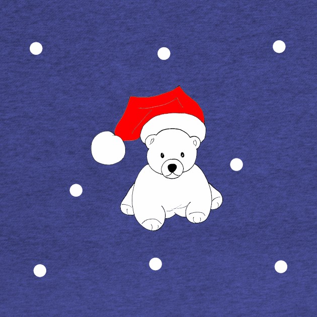 Cute Christmas Baby Polar Bear Snowflakes elf hat by Artstastic